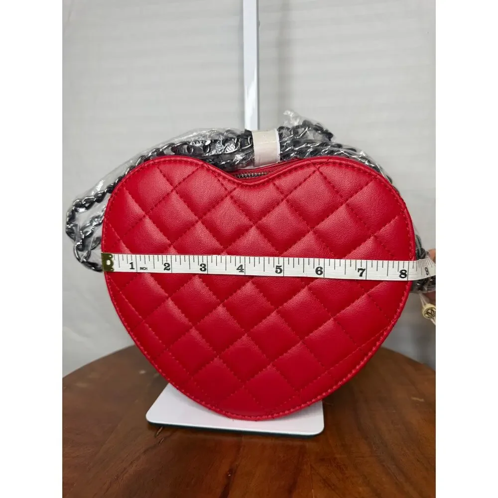Valentino Orlandi Heart Crossbody MSRP $139 NWT Red Quilted Vegan Leather